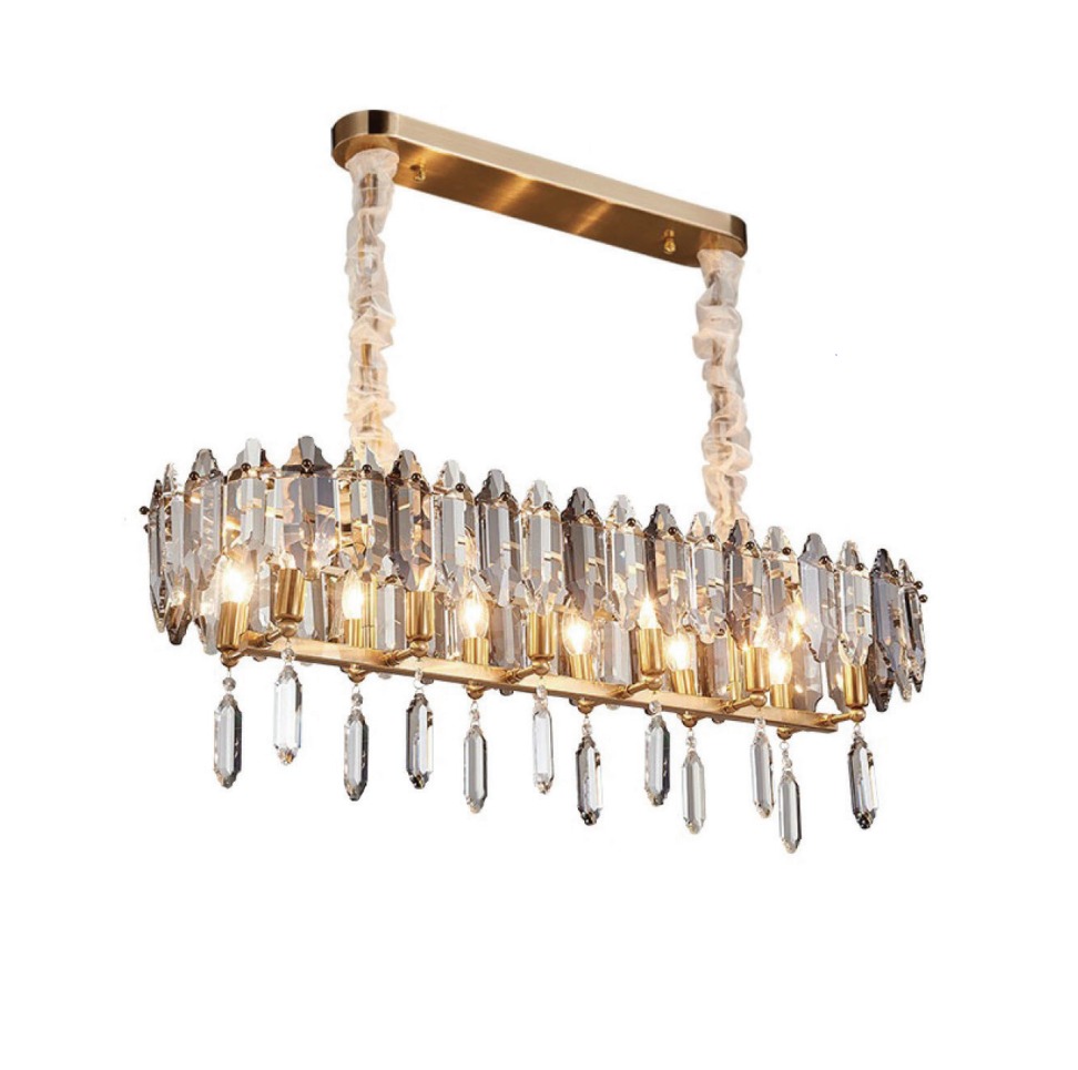 Lustre de cristal retangular 120x36 Meca para sala de jantar Lustres Gênesis loja online de Lustres e Iluminação Decorativa
